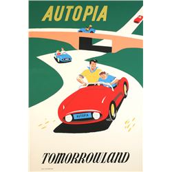 Original Disneyland "Autopia" Attraction Poster.