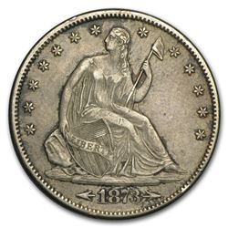 1873-S Liberty Seated Half Dollar w/Arrows AU-55 LOW MINTAGE RARE!