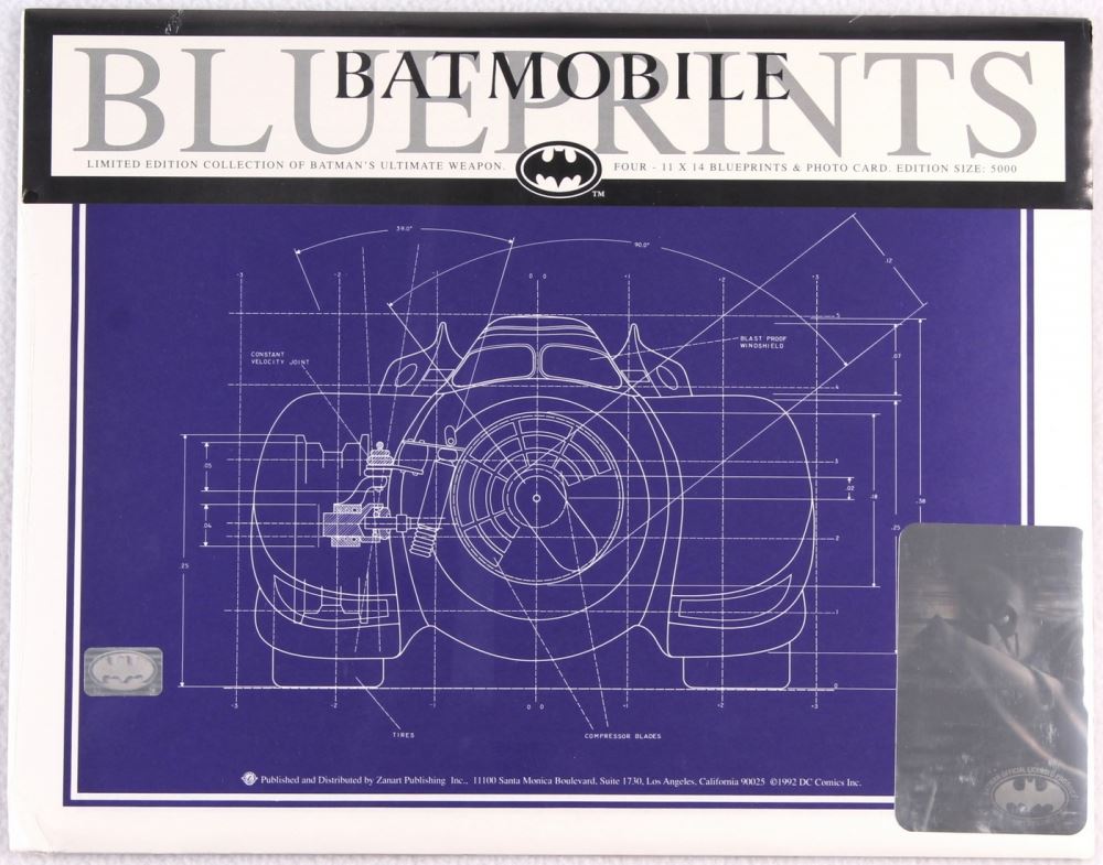 Collection of (4) Batman Batmobile 1992 LE 11x14 Blueprints from ...