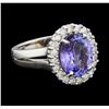 Image 1 : 3.75 ctw Tanzanite and Diamond Ring - 14KT White Gold