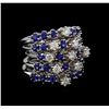 Image 1 : 14KT White Gold 5.72 ctw Sapphire and Diamond Ring