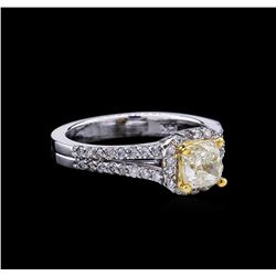 1.43 ctw Fancy Light Yellow Diamond Ring - 14KT Two-Tone Gold