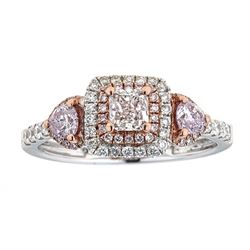 0.34 ctw Lady's Pink and White Diamond Ring - 18KT Rose and White Gold