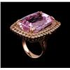 Image 4 : 37.26 ctw Kunzite and Diamond Ring - 14KT Rose Gold