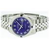 Image 8 : Rolex Stainless Steel Purple Roman Diamond and Sapphire DateJust Men's Watch