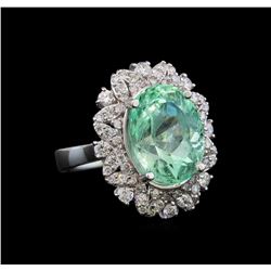 9.21 ctw Emerald and Diamond Ring - 14KT White Gold