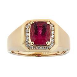 3.01 ctw Rubellite and Diamond Ring - 14KT Yellow Gold