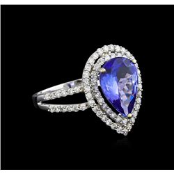 14KT White Gold 3.01 ctw Tanzanite and Diamond Ring