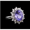 Image 1 : 4.36 ctw Tanzanite and Diamond Ring - 14KT White Gold