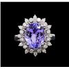 Image 2 : 4.36 ctw Tanzanite and Diamond Ring - 14KT White Gold