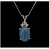 Image 1 : 14KT White Gold 5.06 ctw Aquamarine and Diamond Pendant With Chain