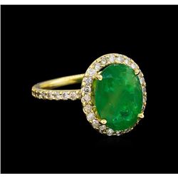 14KT Yellow Gold 3.01 ctw Emerald and Diamond Ring