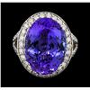 Image 2 : 21.48 ctw Tanzanite and Diamond Ring - 14KT White Gold