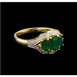 1.20 ctw Emerald and Diamond Ring - 14KT Yellow Gold