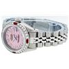 Image 8 : Rolex Stainless Steel Pink MOP Diamond and Ruby DateJust Ladies Watch