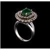 Image 4 : 2.10 ctw Emerald and Diamond Ring - 14KT White Gold