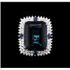 Image 2 : 30.20 ctw Blue Topaz and Diamond Ring - 14KT White Gold