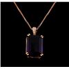 Image 1 : 14KT Rose Gold 14.49 ctw Amethyst and Diamond Pendant With Chain