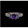 Image 2 : 1.05 ctw Amethyst, Tanzanite, and Diamond Ring - 14KT White Gold