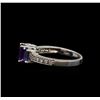 Image 3 : 1.05 ctw Amethyst, Tanzanite, and Diamond Ring - 14KT White Gold