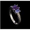 Image 4 : 1.05 ctw Amethyst, Tanzanite, and Diamond Ring - 14KT White Gold