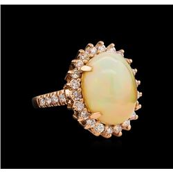 7.57 ctw Opal and Diamond Ring - 14KT Rose Gold