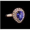 Image 1 : 3.45 ctw Tanzanite and Diamond Ring - 14KT Rose Gold