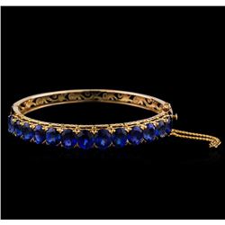 18.72 ctw Sapphire Bangle Bracelet - 18KT Yellow Gold