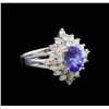 Image 1 : 14KT White Gold 1.28 ctw Tanzanite and Diamond Ring