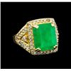 Image 1 : 14KT Yellow Gold 9.19 ctw Emerald and Diamond Ring