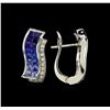 Image 2 : 3.40 ctw Blue Sapphire and Diamond Earrings - 14KT White Gold