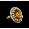 Image 1 : 14KT White Gold 15.39 ctw Citrine and Diamond Ring