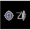 Image 2 : 14KT White Gold 2.46 ctw Tanzanite and Diamond Earrings