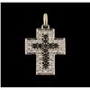 Image 1 : 0.90 ctw Black Diamond Cross Pendant - 18KT White Gold