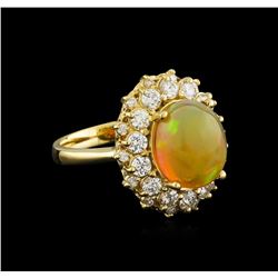 3.70 ctw Opal and Diamond Ring - 14KT Yellow Gold