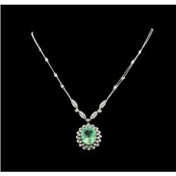 GIA Cert 16.23 ctw Emerald and Diamond Necklace - 14KT White Gold