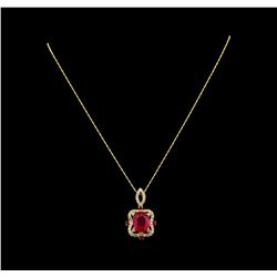 14KT Yellow Gold 7.91 ctw Ruby and Diamond Pendant With Chain