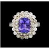 Image 2 : 14KT White Gold 3.35 ctw Tanzanite and Diamond Ring