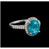 Image 1 : 3.17 ctw Apatite and Diamond Ring - 14KT White Gold