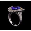 Image 4 : 14KT Two-Tone Gold 6.65 ctw Tanzanite and Diamond Ring