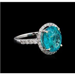 5.15 ctw Apatite and Diamond Ring - 14KT White Gold