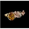 Image 1 : 4.68 ctw Citrine Quartz and Diamond Ring - 14KT Tri Color Gold