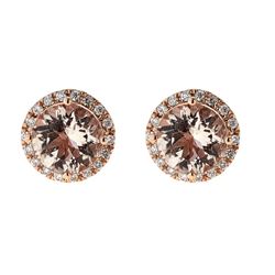 3.36 ctw Morganite and Diamond Earrings - 14KT Rose Gold