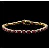 Image 1 : 11.35 ctw Ruby and Diamond Bracelet - 14KT Yellow Gold