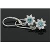 Image 3 : 1.00 ctw Blue and White Diamond Earrings - 14KT White Gold