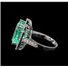 Image 3 : GIA Cert 9.44 ctw Emerald and Diamond Ring - 14KT White Gold