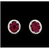 Image 1 : 2.20 ctw Ruby and Diamond Earrings - 18KT White Gold