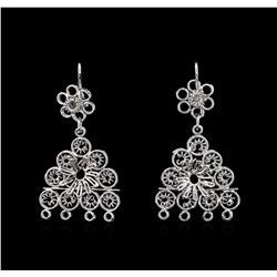 14KT White Gold Dangle Earrings