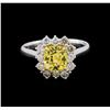 Image 2 : GIA Cert 1.89 ctw Yellow Sapphire and Diamond Ring - 18KT White Gold