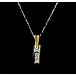 0.44 ctw Diamond Pendant With Chain - 14KT White and Yellow Gold